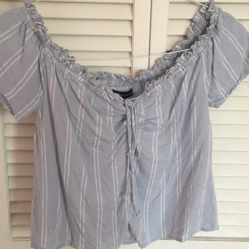 Blue and white striped shirt-kendall & kylie